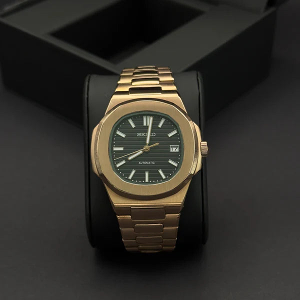 Seiko Mod Nautilus Oro Rosa Negro