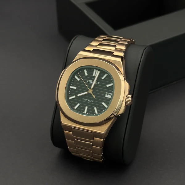 Seiko Mod Nautilus Oro Rosa Negro