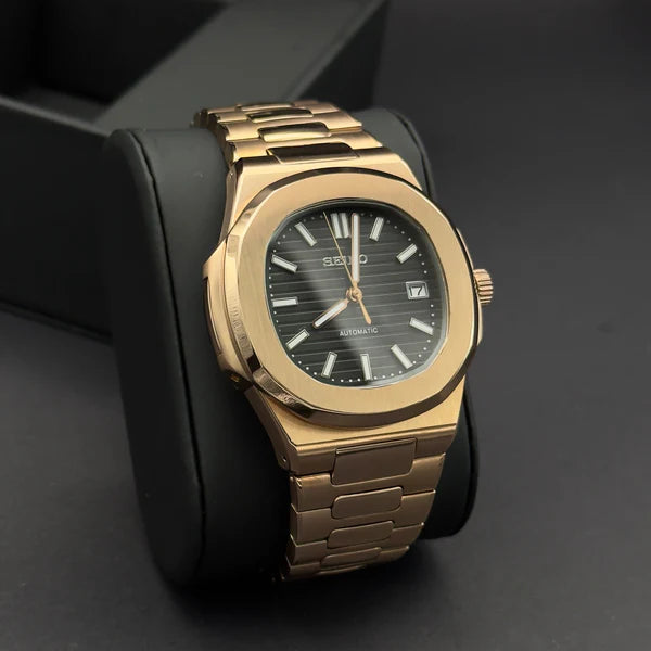 Seiko Mod Nautilus Oro Rosa Negro