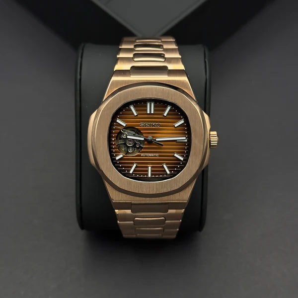 Seiko Mod Nautilus Skeleton Marrón