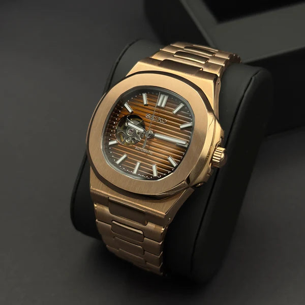 Seiko Mod Nautilus Skeleton Marrón