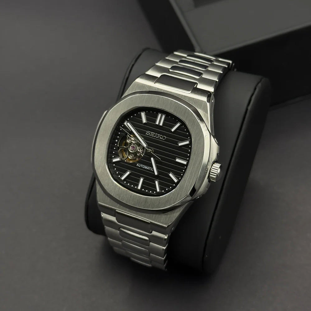 Seiko Mod Nautilus Skeleton Negro