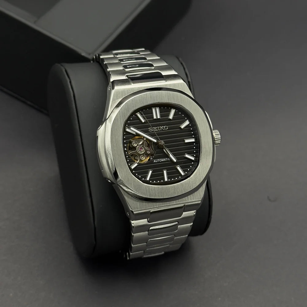 Seiko Mod Nautilus Skeleton Negro