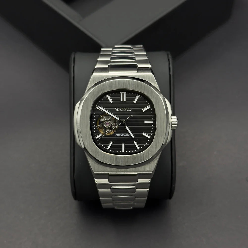 Seiko Mod Nautilus Skeleton Negro