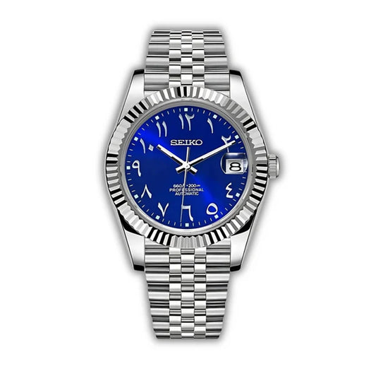 Seiko Mod Datejust Arabic Dial Azul