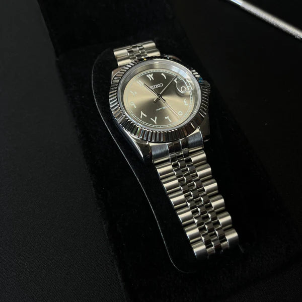 Seiko Mod Datejust Arabic Dial Aluminio Gris