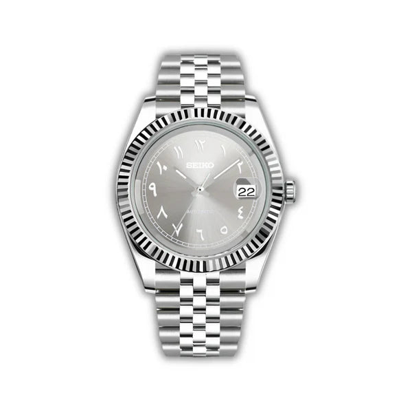 Seiko Mod Datejust Arabic Dial Aluminio Gris