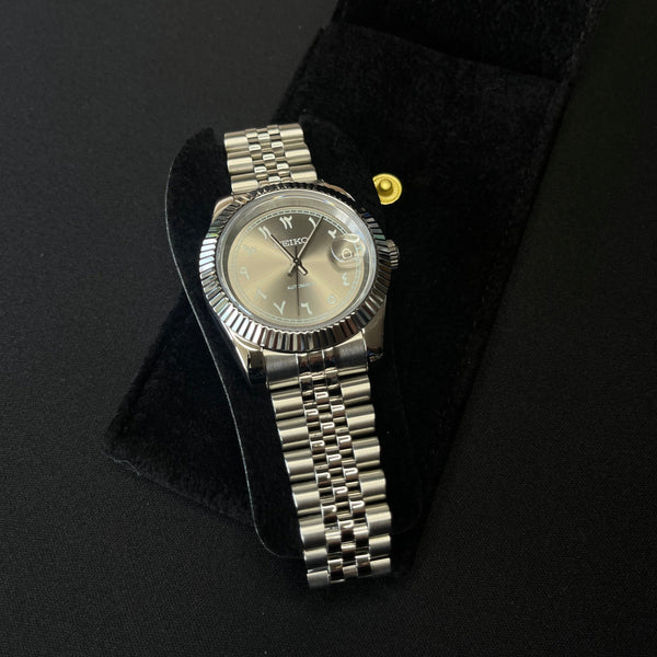Seiko Mod Datejust Arabic Dial Aluminio Gris