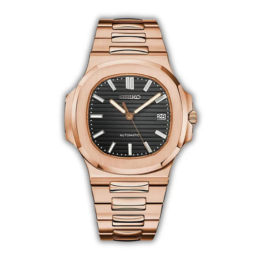 Seiko Mod Nautilus Oro Rosa Negro